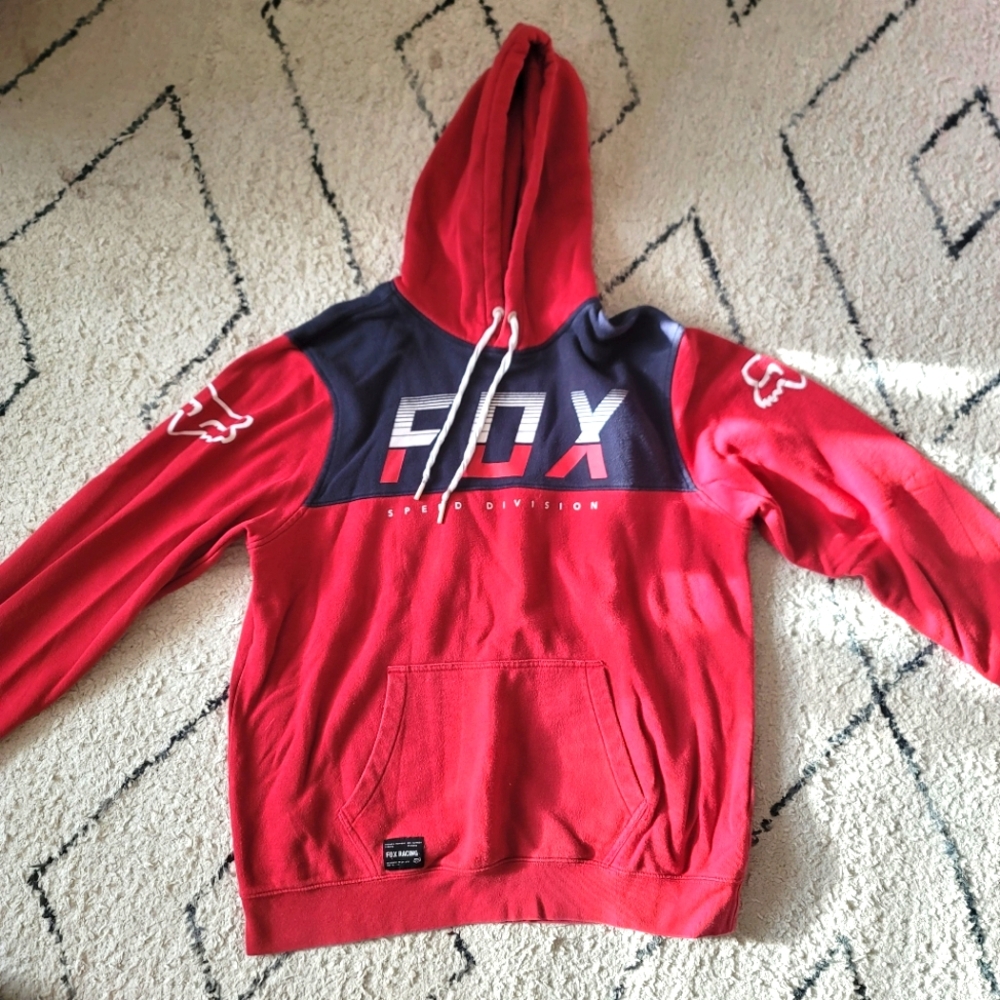 FOX Red and Black Speed Division Fox Racing  Men's Sweater Size LARGE Hoodie